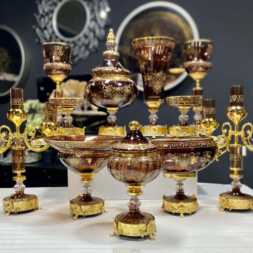 Milano 11 Parça Salon Konsol Aksesuar Seti̇ Kahve - 1
