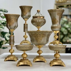 Napoli̇ 7 Parça Salon Aksesuar Seti̇ Platin - Dekor Arya