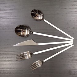 Milano 30 Parça Çatal Kaşık Takımı – Silver Beyaz, Modern & Şık Sofra Seti - 5