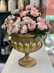 Gold Antik Dokulu Kulplu Dekoratif Saksı 35×43 cm - Dekor Arya