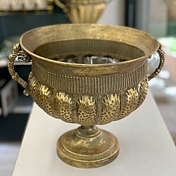Gold Antik Dokulu Kulplu Dekoratif Saksı 35×43 cm - 2