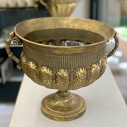 Gold Antik Dokulu Kulplu Dekoratif Saksı 35×43 cm - 2