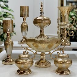 Imperial Royal Crest 7 Parça Salon Aksesuar Seti – Gold & Bej, Klasik Lüks Dekor - 2