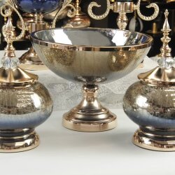 Lacivert Gold Lüks Salon Dekor Seti – Gösterişli Cam & Altın Detaylı 7 Parça Set - 10