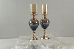 Lacivert Gold Lüks Salon Dekor Seti – Gösterişli Cam & Altın Detaylı 7 Parça Set - 13