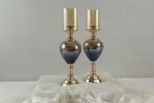 Lacivert Gold Lüks Salon Dekor Seti – Gösterişli Cam & Altın Detaylı 7 Parça Set - 13