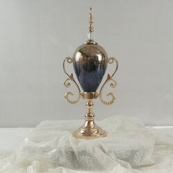 Lacivert Gold Lüks Salon Dekor Seti – Gösterişli Cam & Altın Detaylı 7 Parça Set - 8