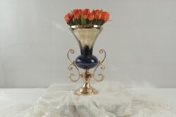 Lacivert Gold Lüks Salon Dekor Seti – Gösterişli Cam & Altın Detaylı 7 Parça Set - 7