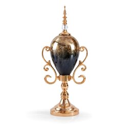 Lacivert Gold Lüks Salon Dekor Seti – Gösterişli Cam & Altın Detaylı 7 Parça Set - 3