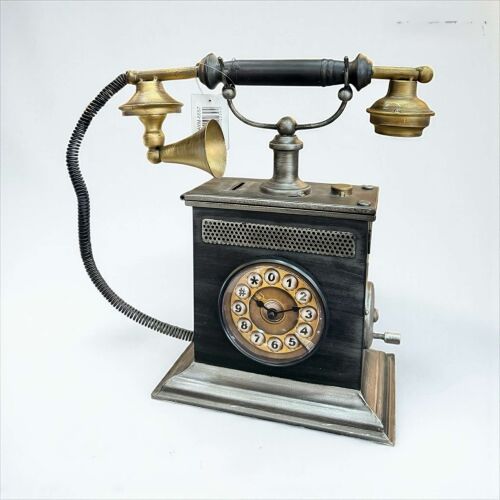Nostaljik Telefon Tasarımlı Dekoratif Masa Saati (30×34 cm) - 1