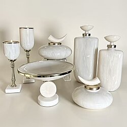 Pearl Shine Gold 7 Parça Lüks Salon Aksesuar Seti - Dekor Arya