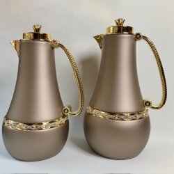 Diamante Taşlı Pearl Brown Lüks Termos – (Cam Hazneli) - Dekor Arya