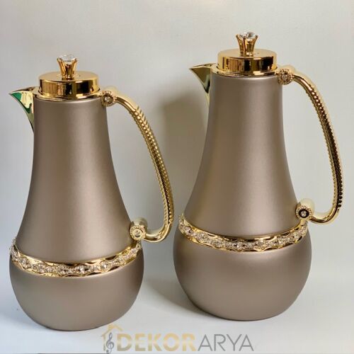 Diamante Taşlı Pearl Brown Lüks Termos – (Cam Hazneli) - 2