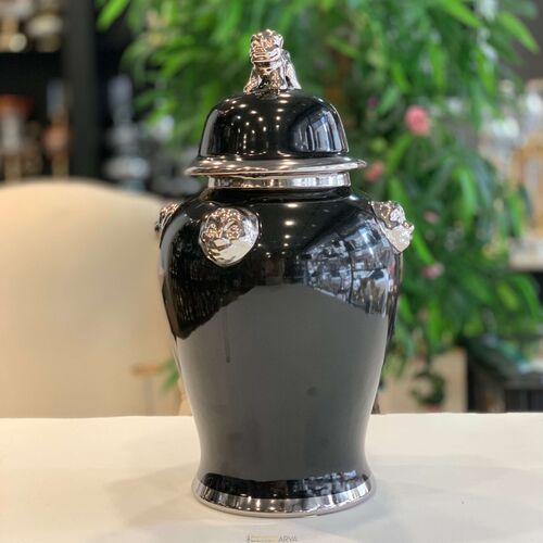 Aslanli Küçük Gümüş Vazo - 1