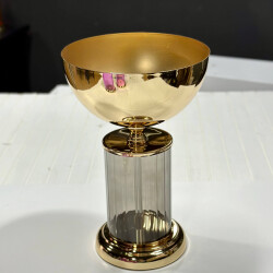 Vazo Cam Göbek Füme Gold - 2
